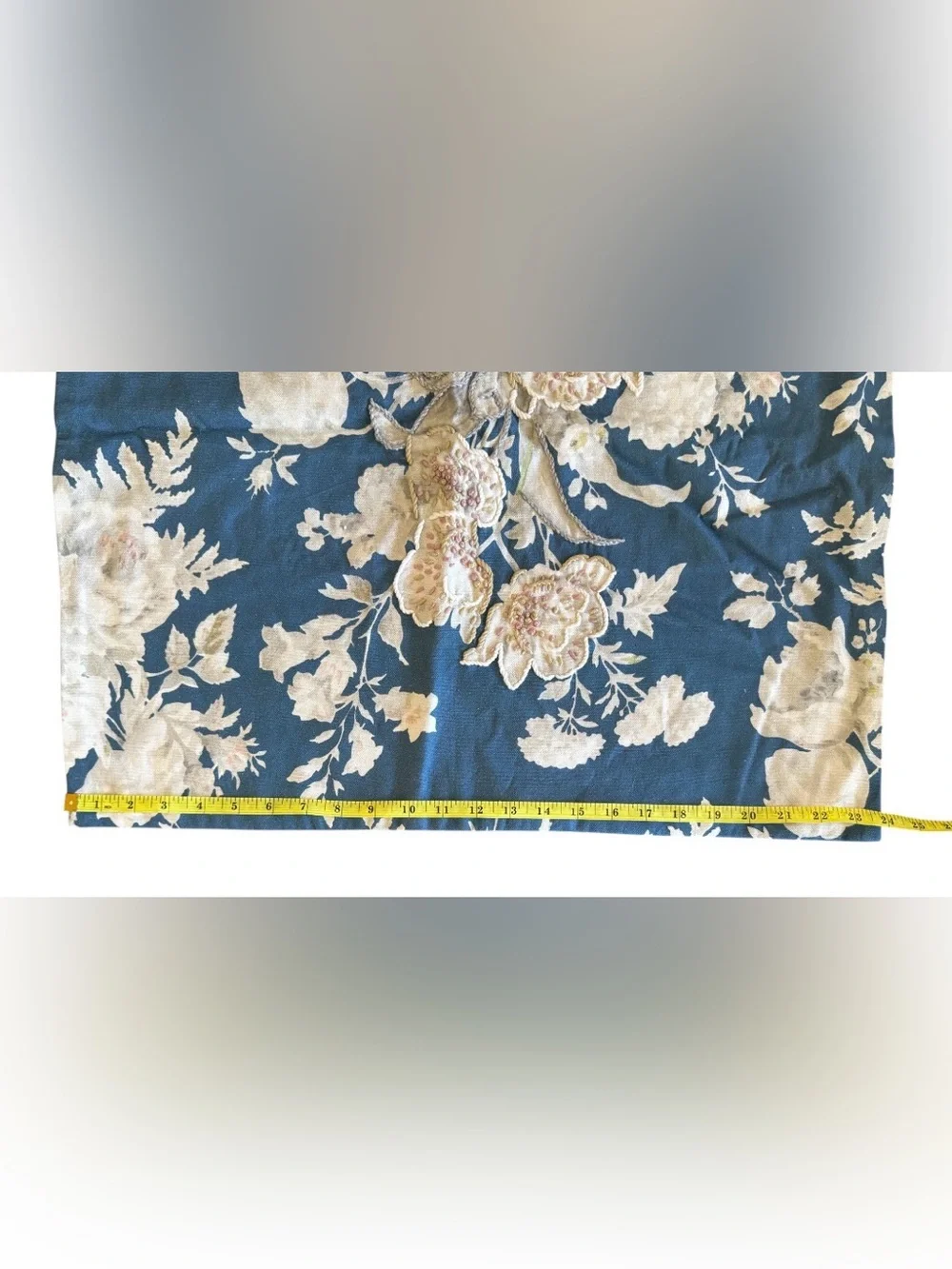 NWOT Pottery Barn 24 in Bethany Floral embroidered reversible pillow Euro sham